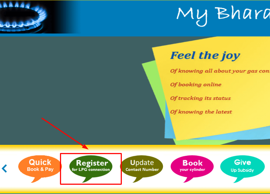 भारत गैस के नये कनेक्शन हेतु ऑनलाइन रजिस्ट्रेशन की प्रक्रिया