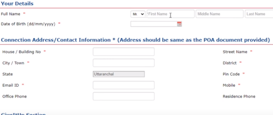 new hp gas connection registration online