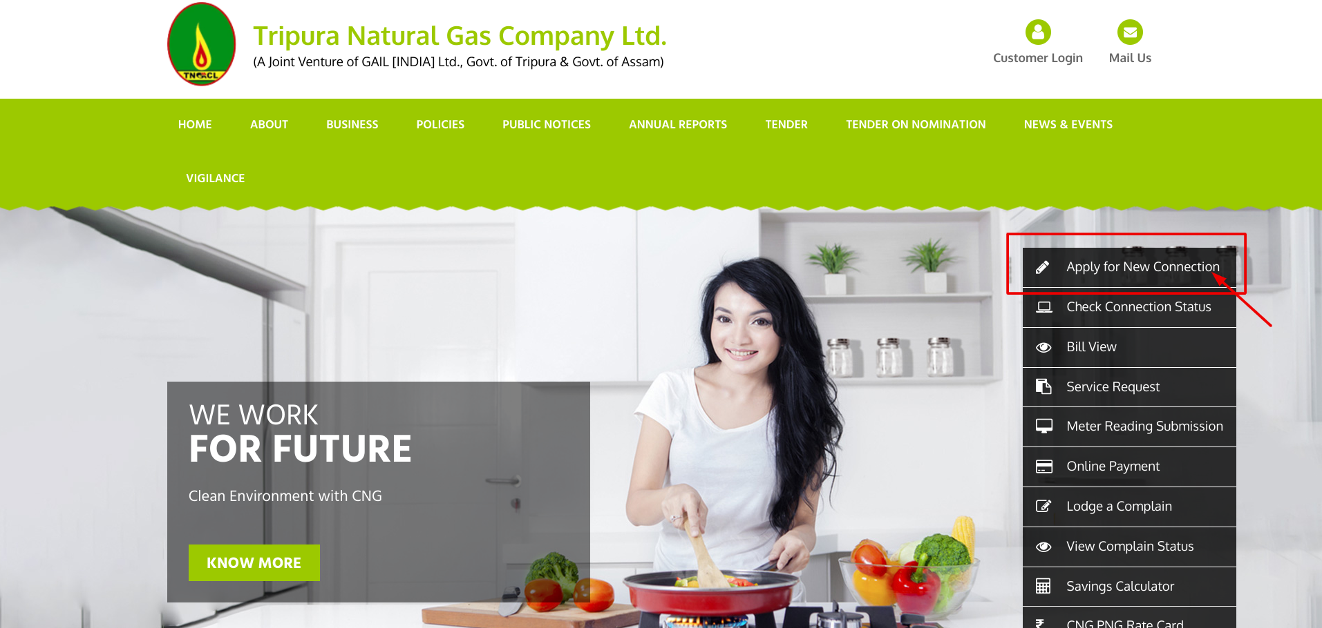 त्रिपुरा नेचुरल गैस नए कनेक्शन के लिए कैसे आवेदन करें ?